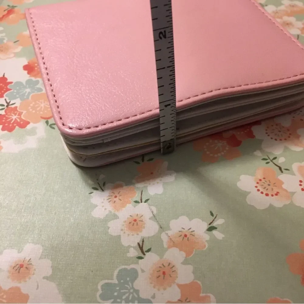 Blush Pink faux leather flip wallet snap coin purse ID case New 4” x 3” x 1”